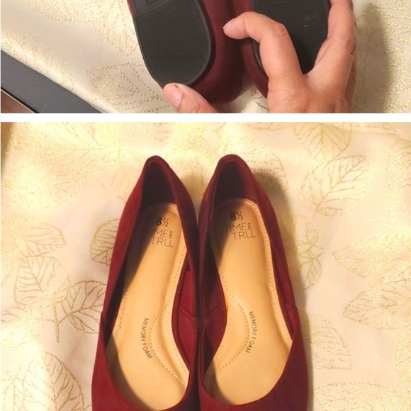 Time Tru memory foam Maroon color Flats Size 8.5 - Picture 3 of 7